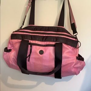 Medium size pink striped lululemon gym bag